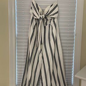 Strapless Front-tie Striped Jumpsuit